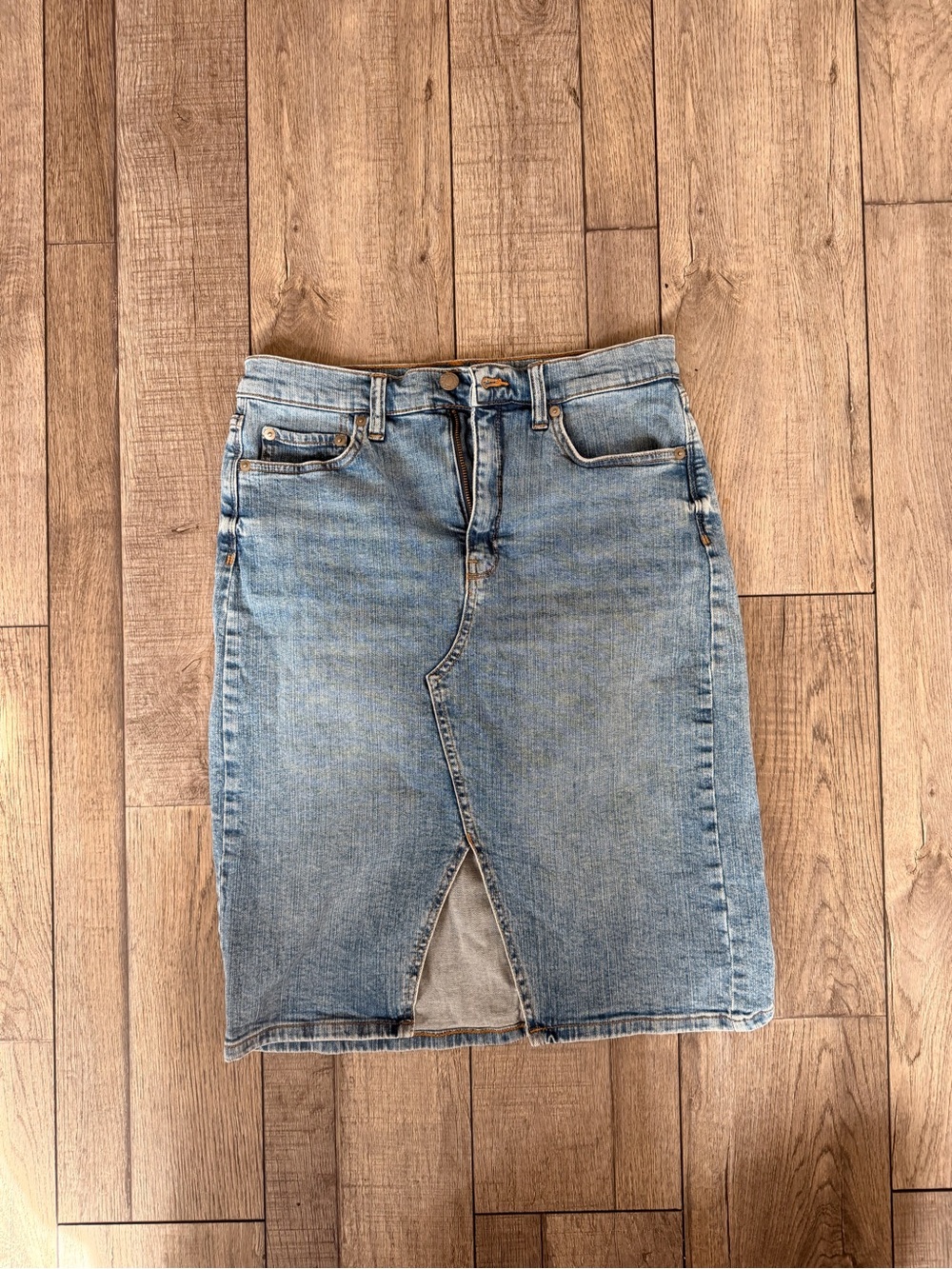 Banana Republic Light Blue Denim Skirt with Contrast Stitching